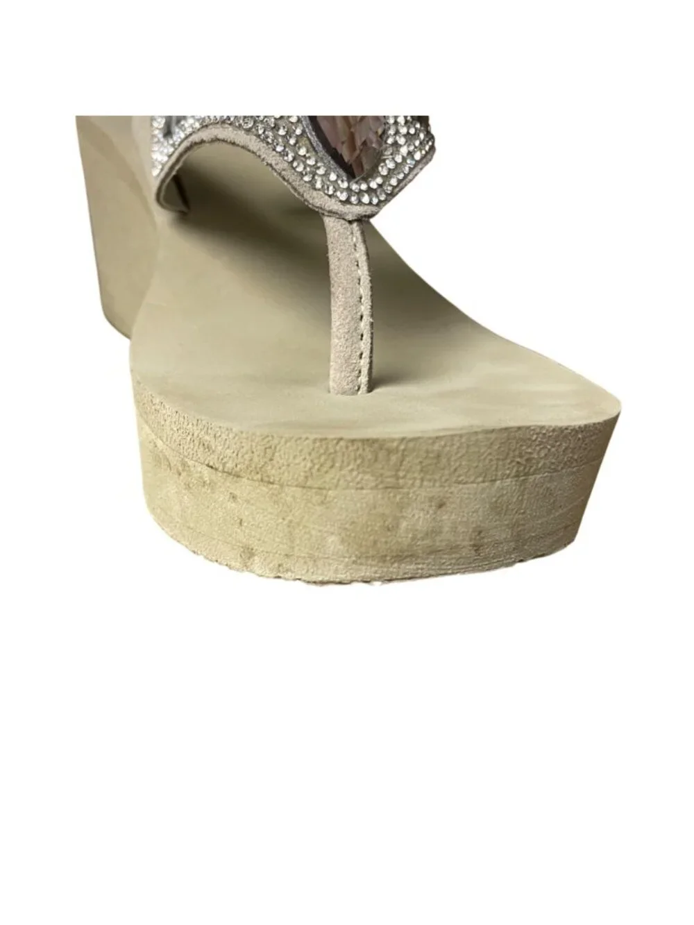 Yellow Box Belmac Leather Gem Sparkle Platform Wedge Sandals Sz 9 - Picture 7 of 9